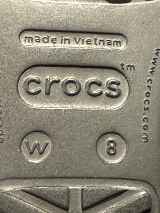 CROCS Black Thong Sandals with Silver Ring Detail - Picture 7 of 8